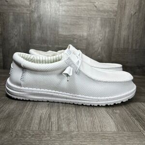 Hey Dude Wally Stretch Sox Mens 12 White Loafers Slip On Casual Lightweight NEW